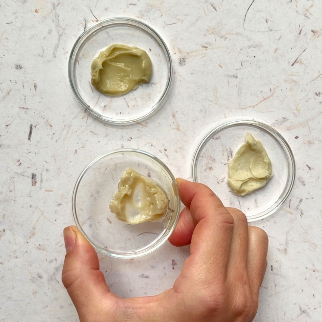 Three creams of various texture that varies in support of fungal acne